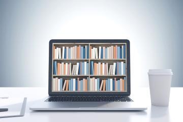 Books on a computer screen