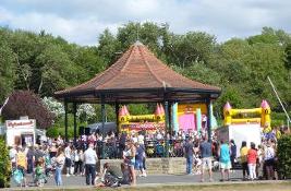 Image of outdoor event at the bandstand, Consett