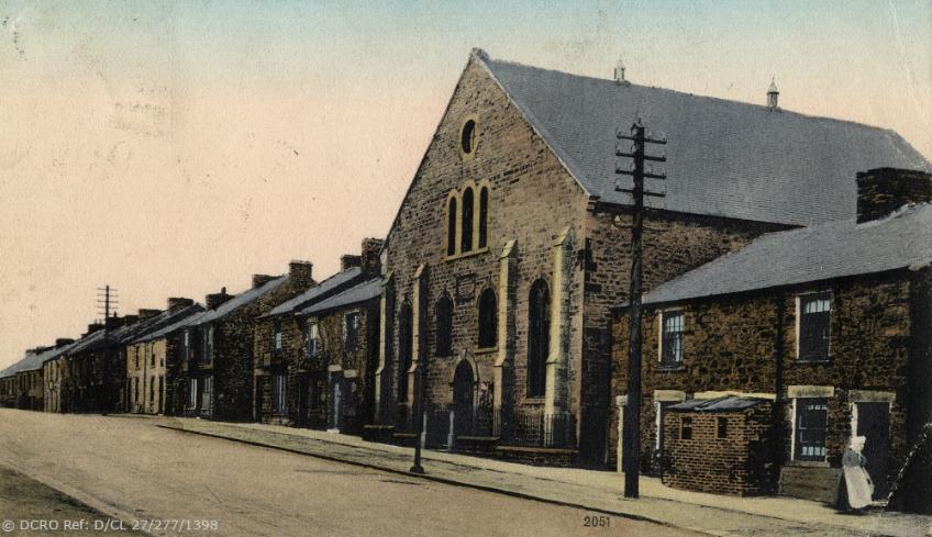 Postcard of the Primitive Methodist Chapel in Tow Law from 1904 from The Story's archives