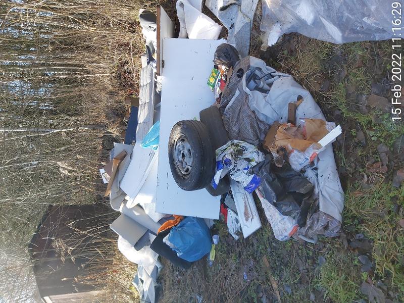 Steven Adams - fly-tip behind Roseberry Street in No Place near Stanley - May 2023 PR