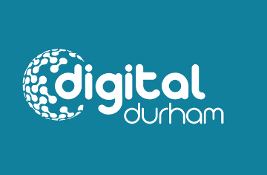 Words 'Digital Durham' in white on a blue background