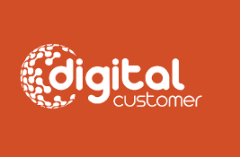 Words 'Digital Customer' in white on an orange background