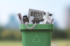 Small electrical items in a recycle bin