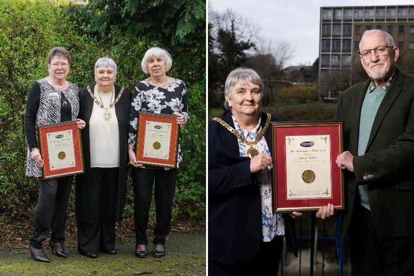 Chairman's medal presentations to Betty Minto and Christine Clarke and James Holden