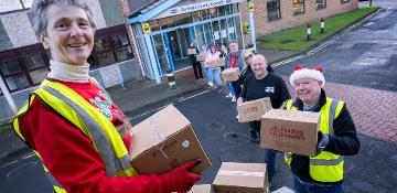 Christmas boxes being delivered by council staff